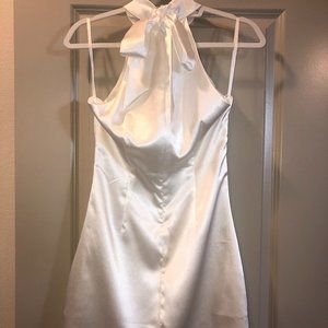 White Synthetic Silk Dress - By SUPERDOWN